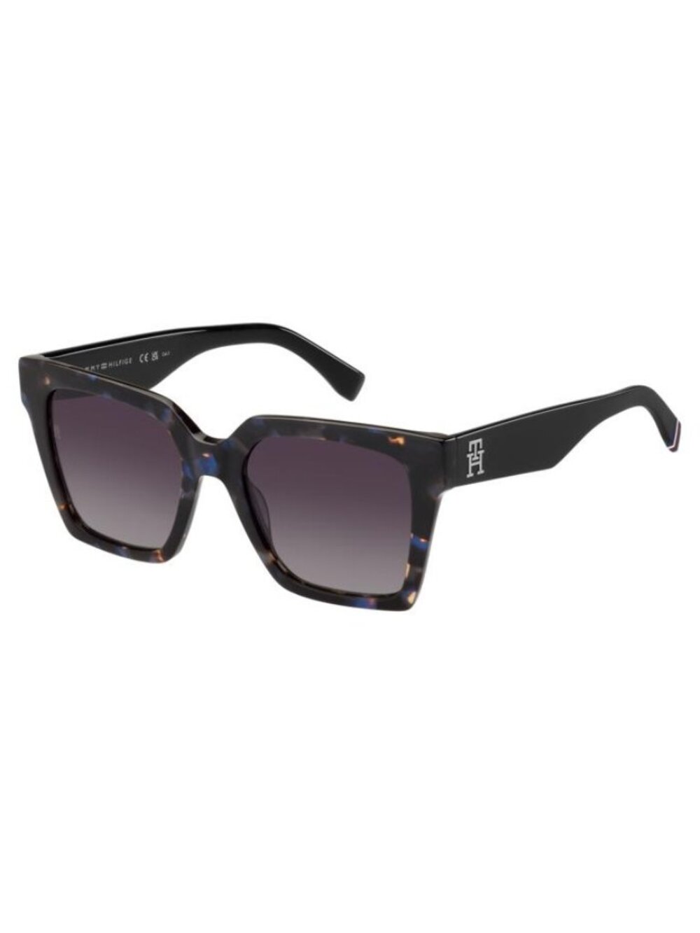 New Tommy Hilfiger Women's Sunglasses Blue Square Pink Lens Acetate Frame TH S